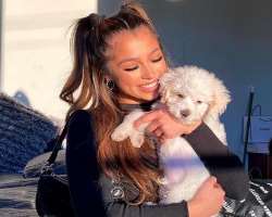 The star has adopted a cute dog in her home.